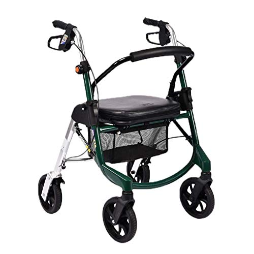 OIJHHFYGDK Aufrechter Gehwagen, Faltbarer Rollator, mit Doppelbremsen, Einstellbarer Höhe und 4 Rädern, Faltbare Gehhilfe aus Aluminium für ältere Menschen von OIJHHFYGDK