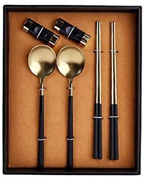 OIJHHFYGDK Besteckset, tragbar, Edelstahl, Essstäbchen, Löffel, Camping, Reise, Geschenkbox mit Besteck von OIJHHFYGDK