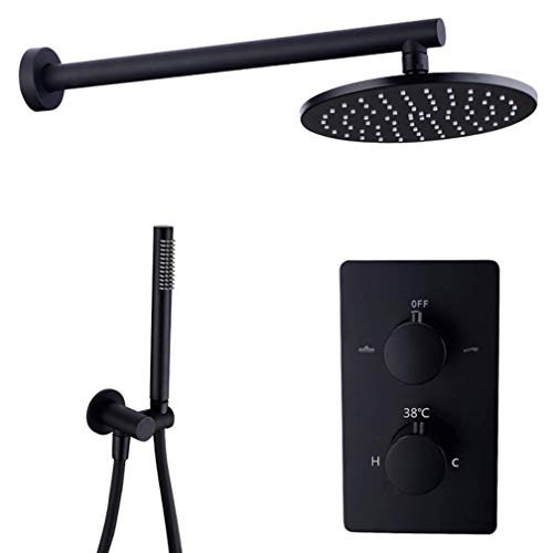 OIJHHFYGDK Brasstatic Schwarz Wanddusche Set mit 8-12 Zoll Regenduschhahn und tragbarer Handbrause, Dusche/a/10 Tum von OIJHHFYGDK