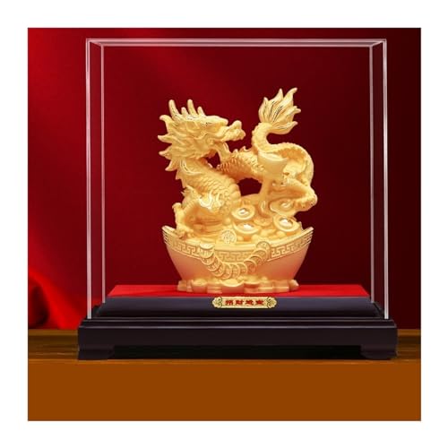 OIJHHFYGDK Bürodekor, goldene Drachenornamente, Fengshui-Statue für Reichtum und Glück, Tischdekoration als Tafelaufsatz, Schreibtischornament für Tischdekorationen im Wohnzimmer zu Hause, im Büro von OIJHHFYGDK