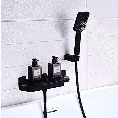 OIJHHFYGDK Duschset Badarmaturen mit Wasserfall-Duschset Schwarz Kupfer 3 Modi mit Handbrause von OIJHHFYGDK