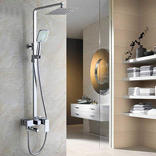 OIJHHFYGDK Duschset Duschset Badezimmer Chrom Wasserhahn mit 8 ultradünnen Duschköpfen und Handbrause Schwenkbarer Badewannenarmatur Höhenverstellung/8 Zoll von OIJHHFYGDK
