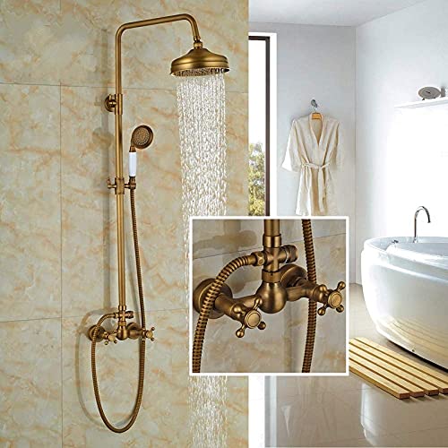OIJHHFYGDK Duschset Neue Antike Messing Badezimmer 8 Duschsets Wasserhahn mit Handbrause Wandmontage Regendusche Wasserhahn Badewanne Wasserhahn von OIJHHFYGDK
