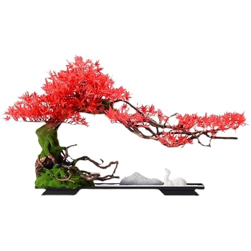 OIJHHFYGDK Gefälschte Pflanzen Simulation von einladenden Kiefernornamenten Veranda Wohnzimmer chinesische Wurzelschnitzerei Zen kreative Hoteldekorationen Simulation Bonsai-Baum von OIJHHFYGDK