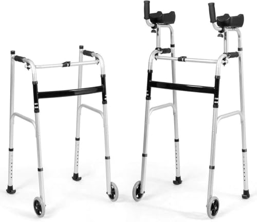 OIJHHFYGDK Gehhilfen Gehhilfen mit Vorderrädern Höhenverstellbar Abnehmbare Armlehnen Senioren, Behinderte - Zusammenklappbarer Standard-Gehwagen, Hilfs-Gehhilfe, Plattform-Gehwagen Zielstrebigkeit von OIJHHFYGDK
