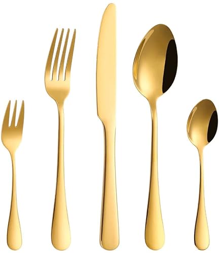 OIJHHFYGDK Geschirr Edelstahl Besteck Set 20 Stück Silberbesteck Set dient 4 Küche Besteck Abendessen Service von OIJHHFYGDK