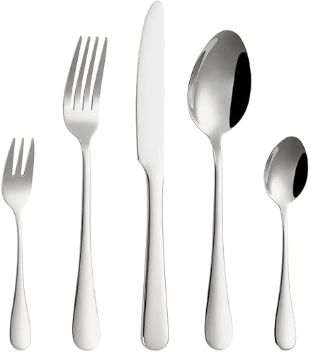 OIJHHFYGDK Geschirr Edelstahl Besteck Set 20 Stück Silberbesteck Set dient 4 Küche Besteck Abendessen Service von OIJHHFYGDK