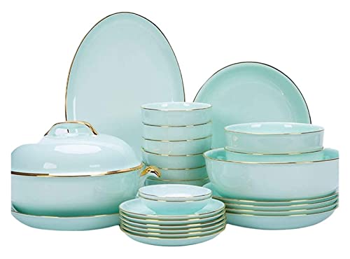 OIJHHFYGDK Geschirrset, Dinnerparty-Geschirrservice-Set, Porzellan-Geschirrset, Geschirrset im europäischen Stil aus Penh Bone China von OIJHHFYGDK