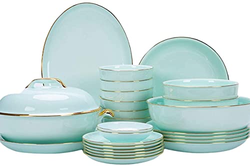 OIJHHFYGDK Geschirrsets, Geschirrset, 19-teiliges Geschirrset aus Bone China-Porzellan mit Tellern, Schüsseln und Schüsseln, Keramik-Geschirrset für die Küche zu Hause von OIJHHFYGDK