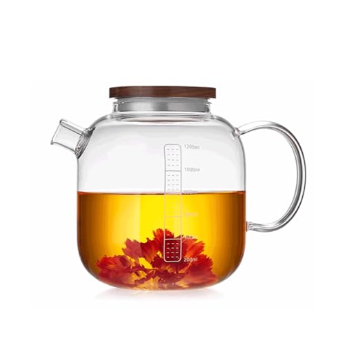 OIJHHFYGDK Glas, transparent, mit Tee-Ei, mit Deckel, für Teeparty, großes Fassungsvermögen, 42,2 Unzen/1200 ml von OIJHHFYGDK