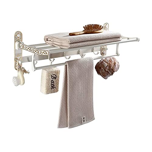 OIJHHFYGDK Handtuchhalter Badezimmer Doppellagiger Handtuchhalter Badregal Wandbehang Toilettenraum Aluminium Handtuchhalter Küchenaufbewahrungsregal Handtuchhalter/Weiße Handtuchhalter/Gold von OIJHHFYGDK