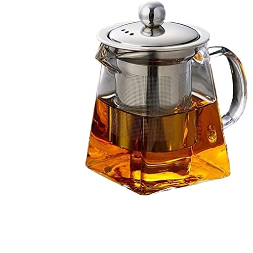 OIJHHFYGDK Hitzebeständiges Glas mit Edelstahl-Infuser Hot Pot Transparent Square Filterkorb von OIJHHFYGDK