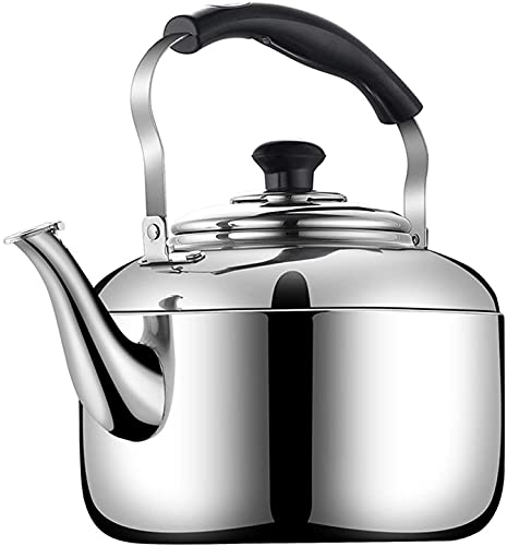 OIJHHFYGDK Kaffee- und Teekannen aus Edelstahl für den Herd, für Tee, Kaffee und Milch, geeignet für Verschiedene Herde (Silber, 6 l) (Silber, 5 l) von OIJHHFYGDK