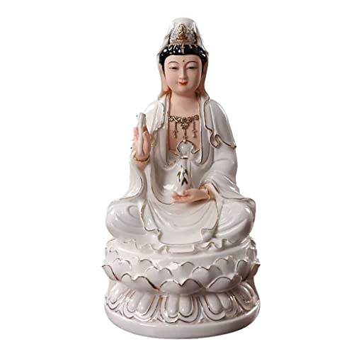 OIJHHFYGDK Keramik Avalokitesvara Bodhisattva Buddha Statue Haushalt Avalokitesvara Gott Statue Ornament Sitzender Lotus Avalokitesvara Zen Dekoration Buddha Statue von OIJHHFYGDK