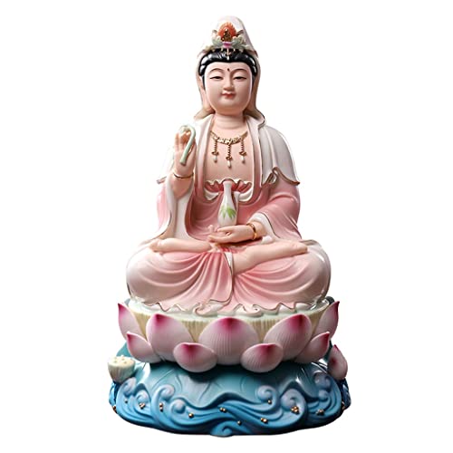 OIJHHFYGDK Keramik Rote Kleidung Avalokitesvara Buddha Statue Ornament Haushaltsweihe Südchinesisches Meer Avalokitesvara Bodhisattva Statue Buddha Hall Ornament Buddha Statue von OIJHHFYGDK