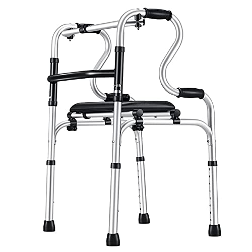OIJHHFYGDK Leichter Gehwagen für Senioren/mit Sitz, zusammenklappbare tragbare Gehhilfe aus Aluminium/Duschsitz, Rutschfester, höhenverstellbarer Toilettenhandlauf, Zielstrebigkeit von OIJHHFYGDK