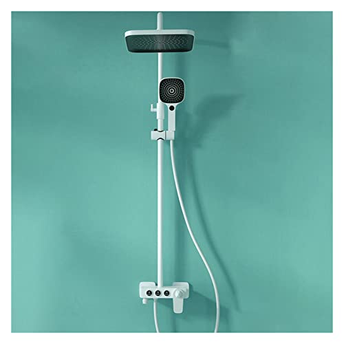 OIJHHFYGDK Messing Duscharmaturen Set für Badezimmer, Regenduschkopf, Konstante Temperatur Regenduschkopf, Tragbare Handbrause, Weiß von OIJHHFYGDK