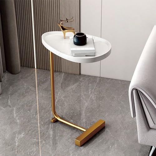 OIJHHFYGDK Moderner Beistelltisch mit C-förmigen Metallbeinen für Wohnzimmer und Schlafzimmer, kleiner Beistelltisch mit Tablett für Sofa, 30 x 36 x 62 cm von OIJHHFYGDK