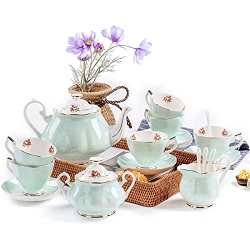 OIJHHFYGDK Nachmittagstee-Set Tee-Sets mit Bone China Teetasse und Untertasse für Erwachsene Bone China Hochzeits-Teeservice, von OIJHHFYGDK
