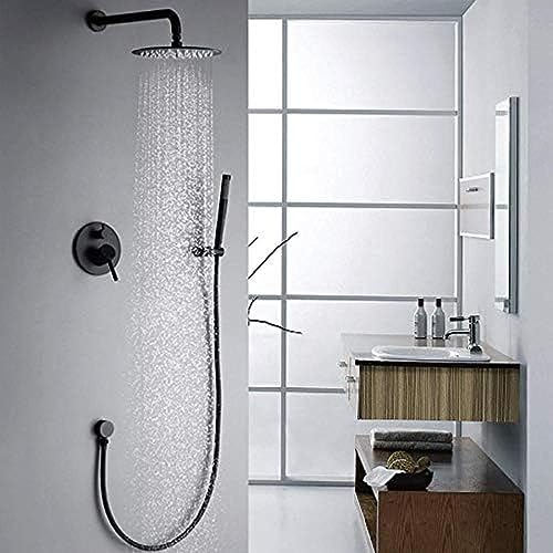 OIJHHFYGDK Regenduschkopf aus schwarzem Messing an der Wand montiert, Duscharmatur, Duschset, Badmischer, Handbrause-Set von OIJHHFYGDK