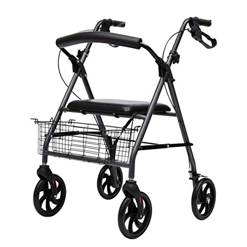 OIJHHFYGDK Rollator Walker Gehhilfen 4 Räder Tragbar Faltbar, Antriebs-Gehhilfen mit Sitz, Rollator Walker Doppelbremssystem, Verwendet für Senioren Gehen Zielstrebig von OIJHHFYGDK