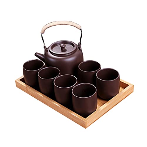 OIJHHFYGDK Teekessel, Topf, Teestube für den Innenbereich, lila Sandtopf-Set, Teetassen-Teller, achtteiliges Set, Kung-Fu-Teeservice, Haushaltskessel-Set für Teesieb von OIJHHFYGDK