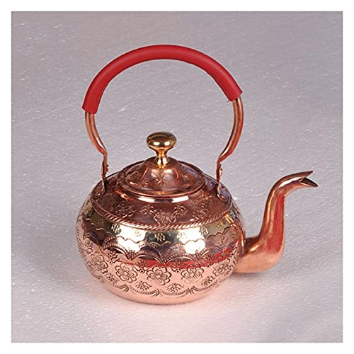 OIJHHFYGDK Teekessel aus rotem Kupfer, handgefertigtes Teeservice im chinesischen Stil, Teekanne mit Teeablauf für elektrische Keramikherde, 1000 ml (1000 ml) von OIJHHFYGDK