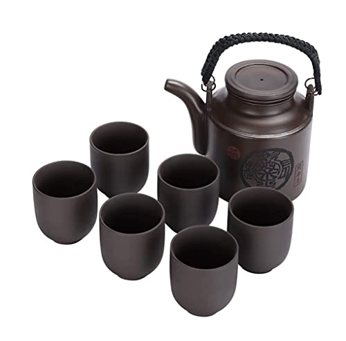 OIJHHFYGDK Teeservice, Kaffeetassen-Set, Teetassen-Set, chinesisches handgefertigtes Teeservice, Yixing-Tassen, gesunder violetter Ton (A +6Teetassen) von OIJHHFYGDK