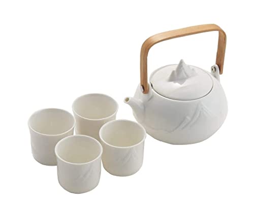 OIJHHFYGDK Teeservice Kaffeetassen-Set Teetassen-Set Klassisches chinesisches weißes Keramik-Teeservice mit Blumenmuster 740 ml 4 Teetassen, von OIJHHFYGDK