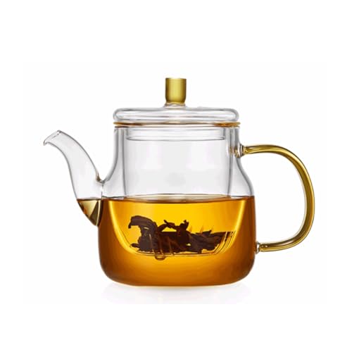 OIJHHFYGDK Teetassen-Set aus Glas für die Arbeitsplatte mit Teesieb und Deckel, transparent, großes Fassungsvermögen 21,1 oz/600 ml von OIJHHFYGDK