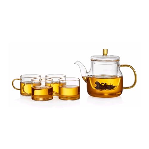 OIJHHFYGDK Teetassen-Set aus Glas für die Arbeitsplatte mit Teesieb und Deckel, transparent, großes Fassungsvermögen 21,1 oz/600 ml von OIJHHFYGDK