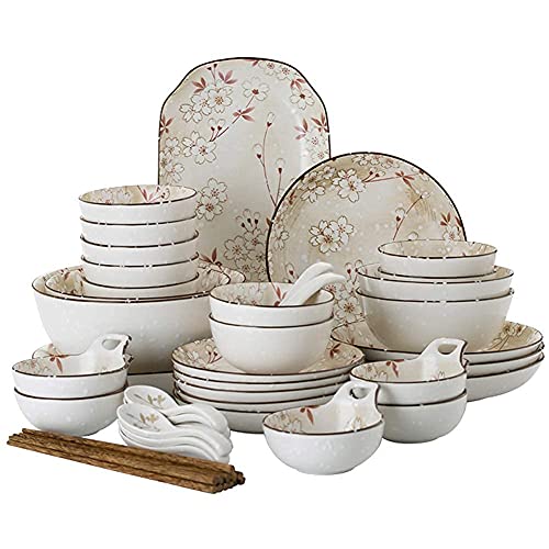 OIJHHFYGDK Teller Schüssel Keramik Geschirr Set 40 Stück Schüssel Geschirr Set Porzellan Blumengeschirr Serviergeschirr Set von OIJHHFYGDK