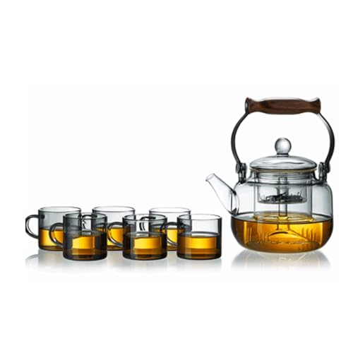 OIJHHFYGDK Tischglas mit abnehmbarem Tee-Ei, transparentes Set mit Deckel, großes Fassungsvermögen 31,6 oz/900 ml von OIJHHFYGDK