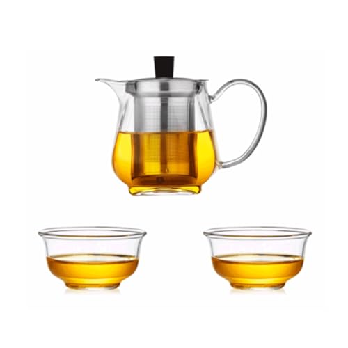 OIJHHFYGDK Tischset aus klarem Glas mit abnehmbarem Teesieb und Deckel aus Edelstahl, 15,8 oz/450 ml von OIJHHFYGDK
