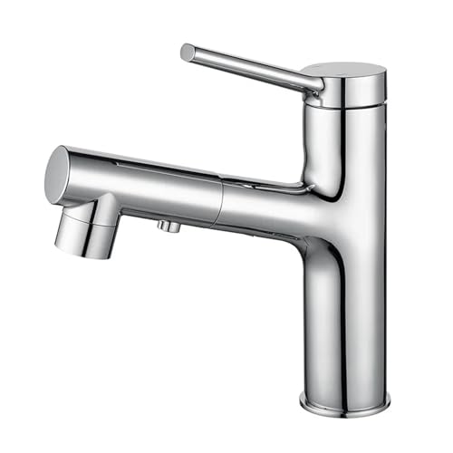 OIJHHFYGDK Wasserhahn, Grauer Waschtischhahn, multifunktionaler Waschbeckenhahn, ausziehbarer Wasserhahn, Edelstahl, heiß und kalt, Waschtischhahn, Badezimmerhahn von OIJHHFYGDK