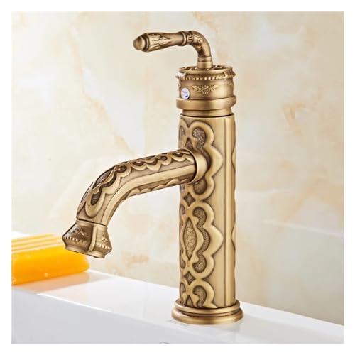 OIJHHFYGDK Wasserhahn, antiker Vintage-Waschtischhahn aus Messing, Installation eines Waschbeckenhahns mit heißem und kaltem Wasser, Einhebel-Waschtischhahn von OIJHHFYGDK