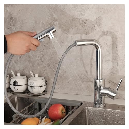 OIJHHFYGDK Wasserhahn, e Fertig Küchenwaschbecken Wasserhahn 360 Schwenkbarer Gefäßspültischmischer Ausziehbarer Auslauf Heiß- und Kaltwasserhähne Wasserhähne von OIJHHFYGDK