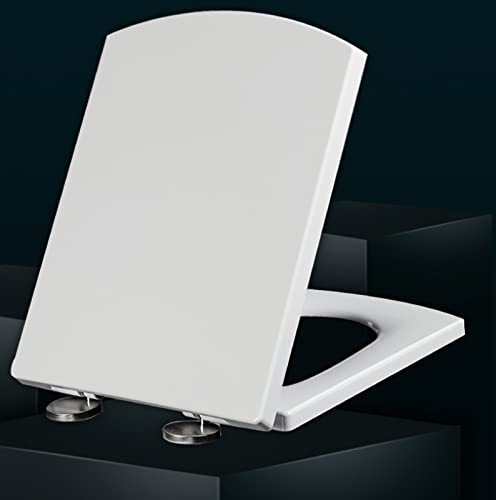 OIJHHFYGDK Weißer Toilettensitz mit Absenkautomatik, quadratische Form, robuste Toilettensitze, WC-Sitz mit Deckel – Befestigung Oben, einfach zu montieren für Badezimmer,Weiß-44~50 * 37cm OIJHHFYGDK Weißer Toilettensitz mit Absenkautomatik, quadratische Form, robuste Toilettensitze, WC-Sitz mit Deckel – Befestigung Oben, einfach zu montieren für Badezimmer,Weiß-44~50 * 37cm von OIJHHFYGDK