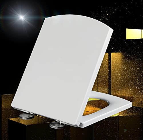 OIJHHFYGDK Weißer Toilettensitz mit Absenkautomatik und Schnellverschluss, quadratischer WC-Sitz, WC-Sitz mit Deckel - Befestigung Oben, mit verstellbaren Edelstahlscharnieren,Weiß-44~50 * 37cm OIJHHFYGDK Weißer Toilettensitz mit Absenkautomatik und Schnellverschluss, quadratischer WC-Sitz, WC-Sitz mit Deckel - Befestigung Oben, mit verstellbaren Edelstahlscharnieren,Weiß-44~50 * 37cm von OIJHHFYGDK