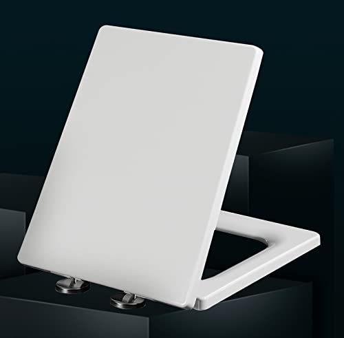 Quadratische Toilettensitze, weiß, mit Absenkautomatik, Befestigung oben, weicher Toilettensitz für die ganze Familie, WC-Sitz mit Deckel – Befestigung oben, verstellbare 360°-Scharniere, weiß, 40–45 Quadratische Toilettensitze, weiß, mit Absenkautomatik, Befestigung oben, weicher Toilettensitz für die ganze Familie, WC-Sitz mit Deckel – Befestigung oben, verstellbare 360°-Scharniere, weiß, 40–45 von OIJHHFYGDK