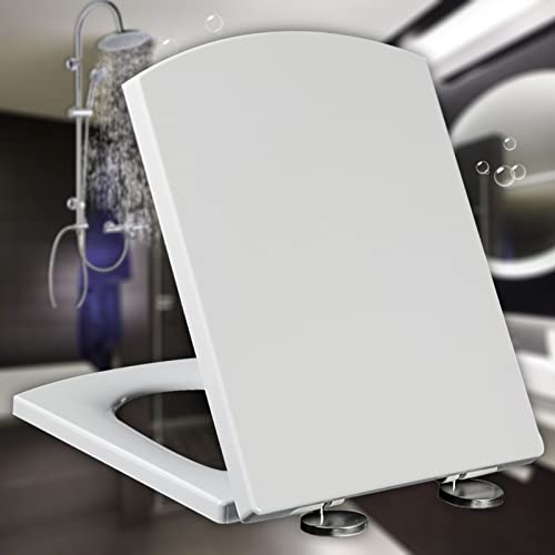 Quadratischer Toilettensitz, weißer Toilettendeckel mit Schnellverschluss, Standard-Halterung für die obere Befestigung, quadratischer WC-Sitz, Toilettendeckel, einfach zu montieren, für Badezimmer, Quadratischer Toilettensitz, weißer Toilettendeckel mit Schnellverschluss, Standard-Halterung für die obere Befestigung, quadratischer WC-Sitz, Toilettendeckel, einfach zu montieren, für Badezimmer, von OIJHHFYGDK