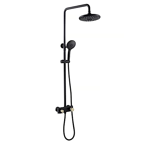 Regendusche Duschset Messing Duscharmatur Kombi-Set Wanddusche Regenmischer Doppelgriff Dusche mit Wasserfall-Badewannenauslauf Handbrause von OIJHHFYGDK