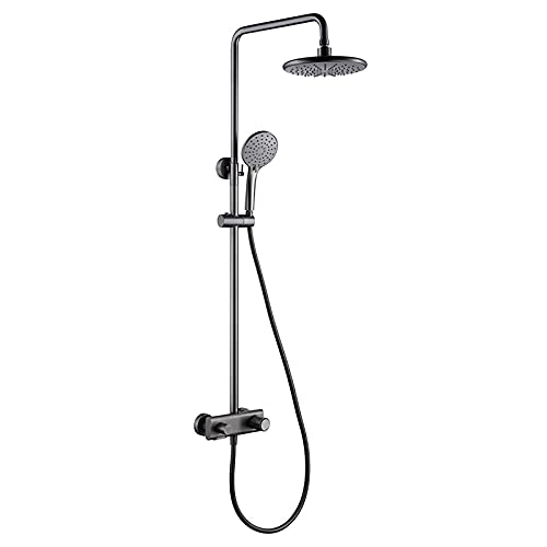 Regendusche Duschset Messing Duscharmatur Kombi-Set Wanddusche Regenmischer Doppelgriff Dusche mit Wasserfall-Badewannenauslauf Handbrause von OIJHHFYGDK