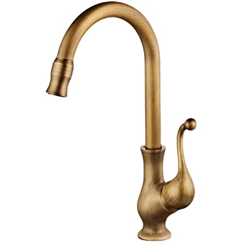 Wasserhahn, Messing Küchenarmatur Messing Küchenarmatur V-intage Küchenspüle Wasserhahn Badezimmer 1 Loch Messing Küchenarmatur Antike Küchenarmatur 360 ° Schwenkbar Kompatibel mit Outdoor,Antique B von OIJHHFYGDK