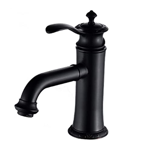 Wasserhahn, Schwarzer Wasserhahn Badezimmer Waschbecken Wasserhahn Einloch Messing Badezimmerarmaturen Kompatibel mit Waschbecken 1 Loch Schwarz Waschbecken Wasserhahn Badezimmer Waschtisch Wasserhah von OIJHHFYGDK