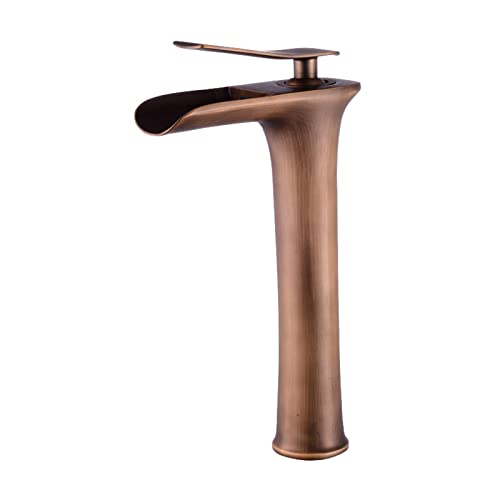 Wasserhahn, Waschbecken Wasserhahn Waschtisch Wasserhahn Einhebel 1 Loch Badezimmer Wasserhahn Badarmaturen Kompatibel mit Waschbecken 1 Loch Antiker Messing Wasserfall Wasserhahn Schwarz Wasserhahn von OIJHHFYGDK