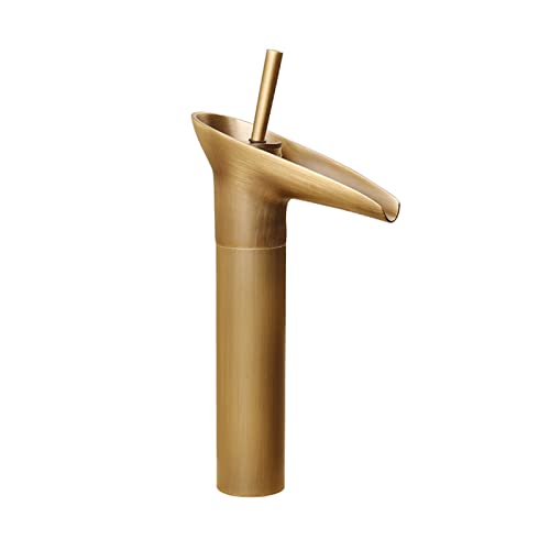 Wasserhahn, Waschbecken Wasserhahn Waschtisch Wasserhahn Einhebel 1 Loch Badezimmer Wasserhahn Badarmaturen Kompatibel mit Waschbecken 1 Loch Antiker Messing Wasserfall Wasserhahn Schwarz Wasserhahn von OIJHHFYGDK