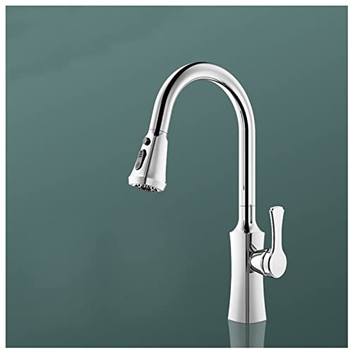Wasserhahn, ausziehbarer Küchenwasserhahn mit Sprüher, Küchenwasserhahn mit hohem Bogen und ausziehbarem Sprüher, Wasserhahn mit Doppelfunktion, kompatibel mit Küchenspüle, Küchenwasserhähne mit ausz von OIJHHFYGDK