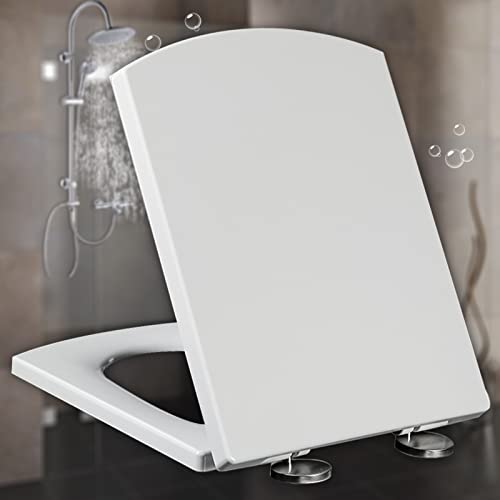 Weißer WC-Sitz mit Absenkautomatik und Schnellverschluss, quadratischer WC-Sitz, quadratische WC-Sitze mit Deckel, weißer langsamer Verschluss, WC-Sitz wird mit Armatur geliefert,Weiß-39,5~46,5 * 34, Weißer WC-Sitz mit Absenkautomatik und Schnellverschluss, quadratischer WC-Sitz, quadratische WC-Sitze mit Deckel, weißer langsamer Verschluss, WC-Sitz wird mit Armatur geliefert,Weiß-39,5~46,5 * 34, von OIJHHFYGDK