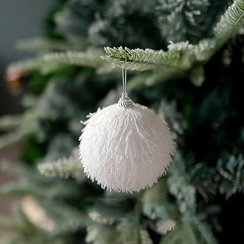 10,2 cm weiße Weihnachtskugel-Ornamente, 6-teiliges Set, bruchsichere Weihnachtsbaumkugeln, hängende Dekorationen, Schaumstoff-Tannenzapfen, hängende Weihnachtsschmuck für Weihnachtsbaum, Party, von OINRG